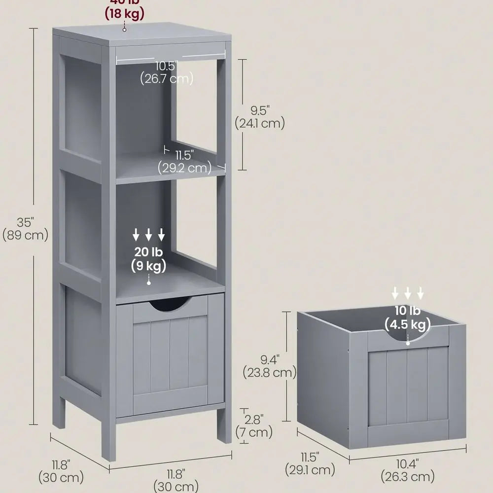 Freestanding Bathroom Floor Cabinet With Two Drawers And Shelf