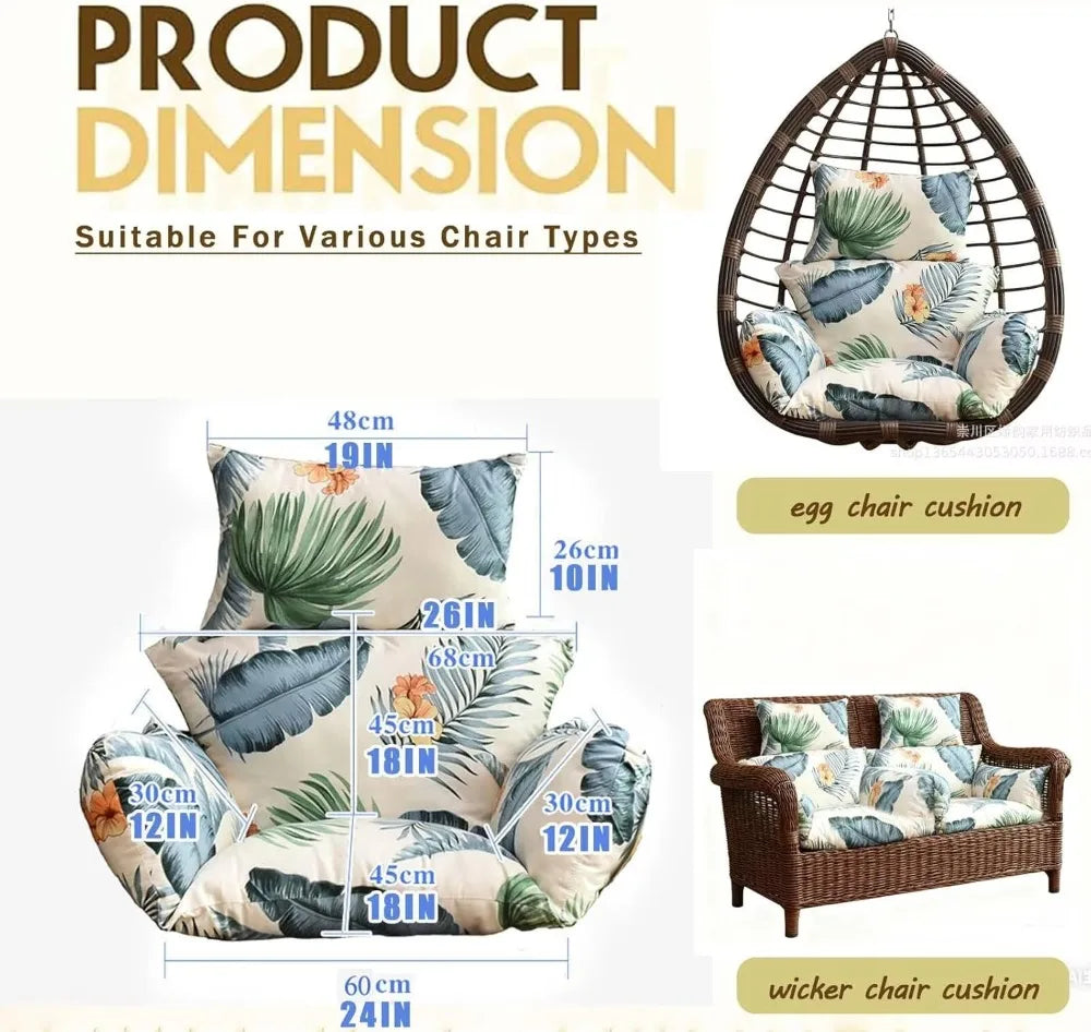 Floral Egg Chair Cushion For Indoor Outdoor Hanging Hammock