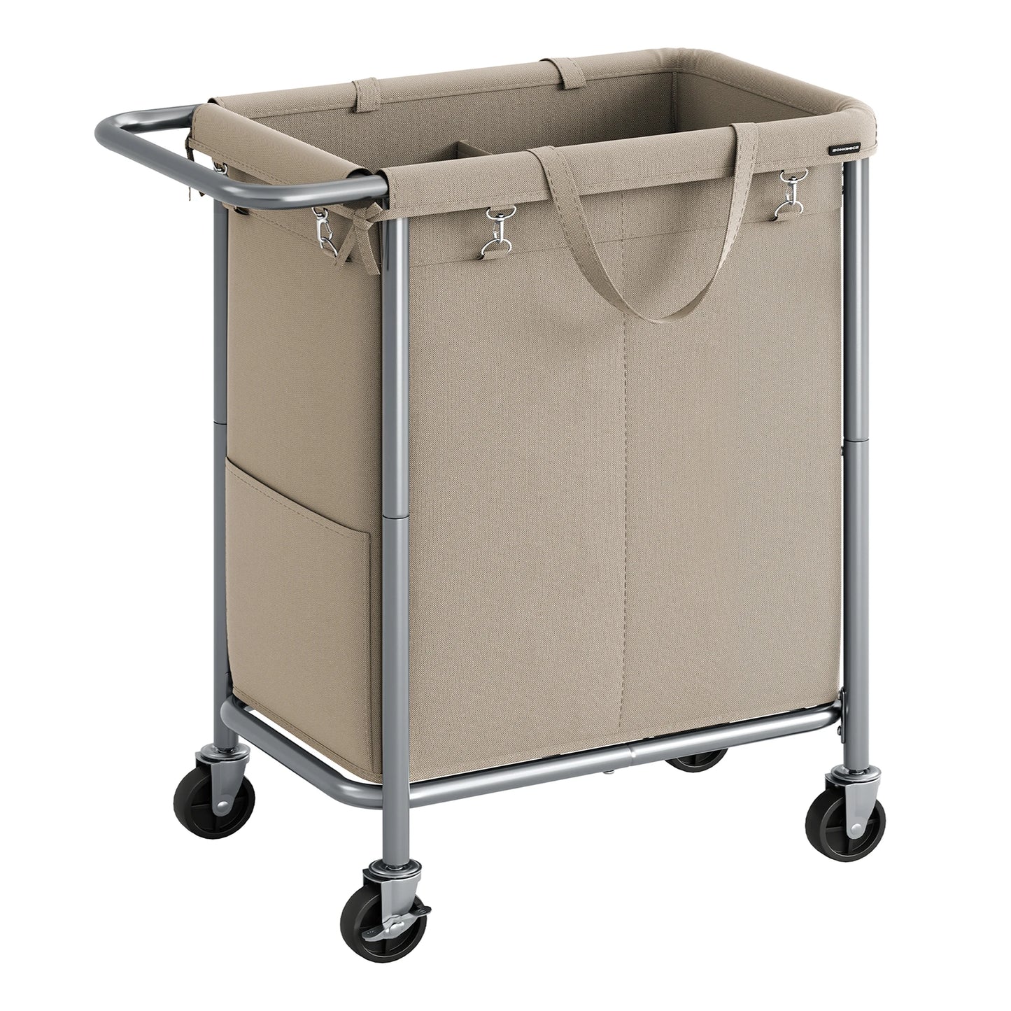 Songmics Rolling Laundry Basket 2-Section With Liner