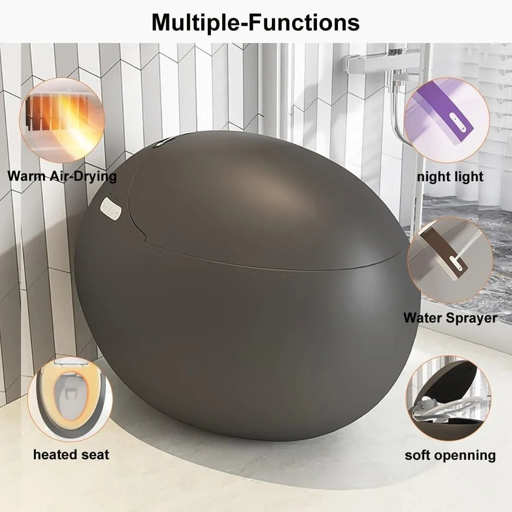 Modern Egg Shaped Smart Toilet with Heated Seat and Remote Control Features