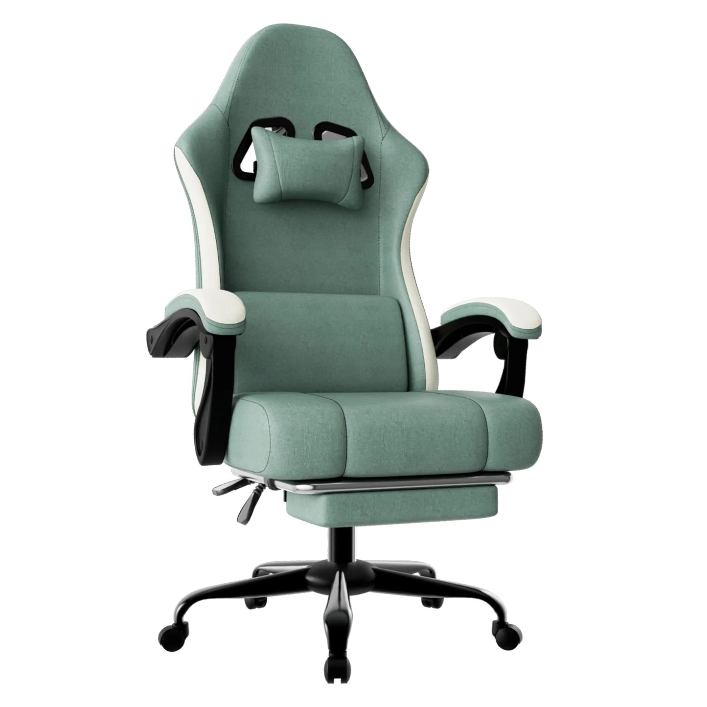 Ergonomic Gaming Chair With Pocketed Spring Cushion Footrest