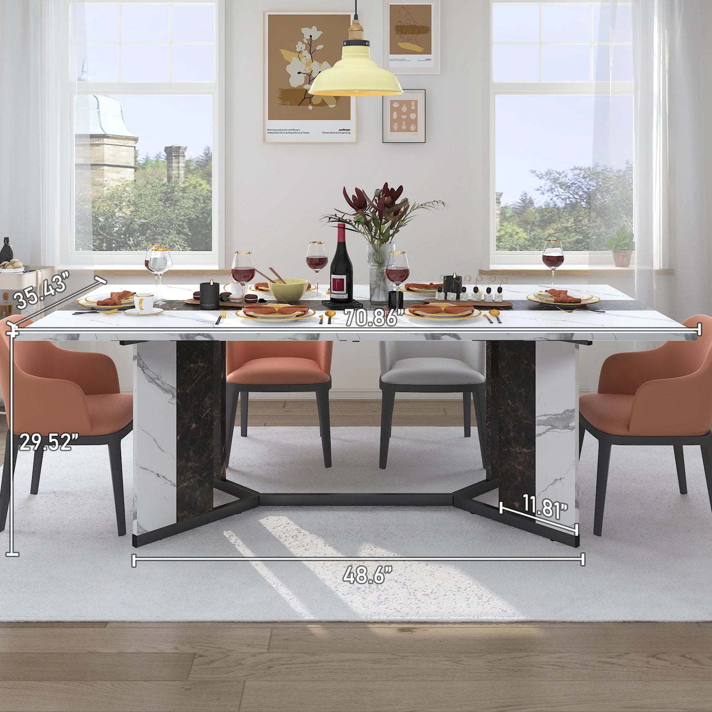 QiaoShiRen Modern Rectangular Dining Table For Eight