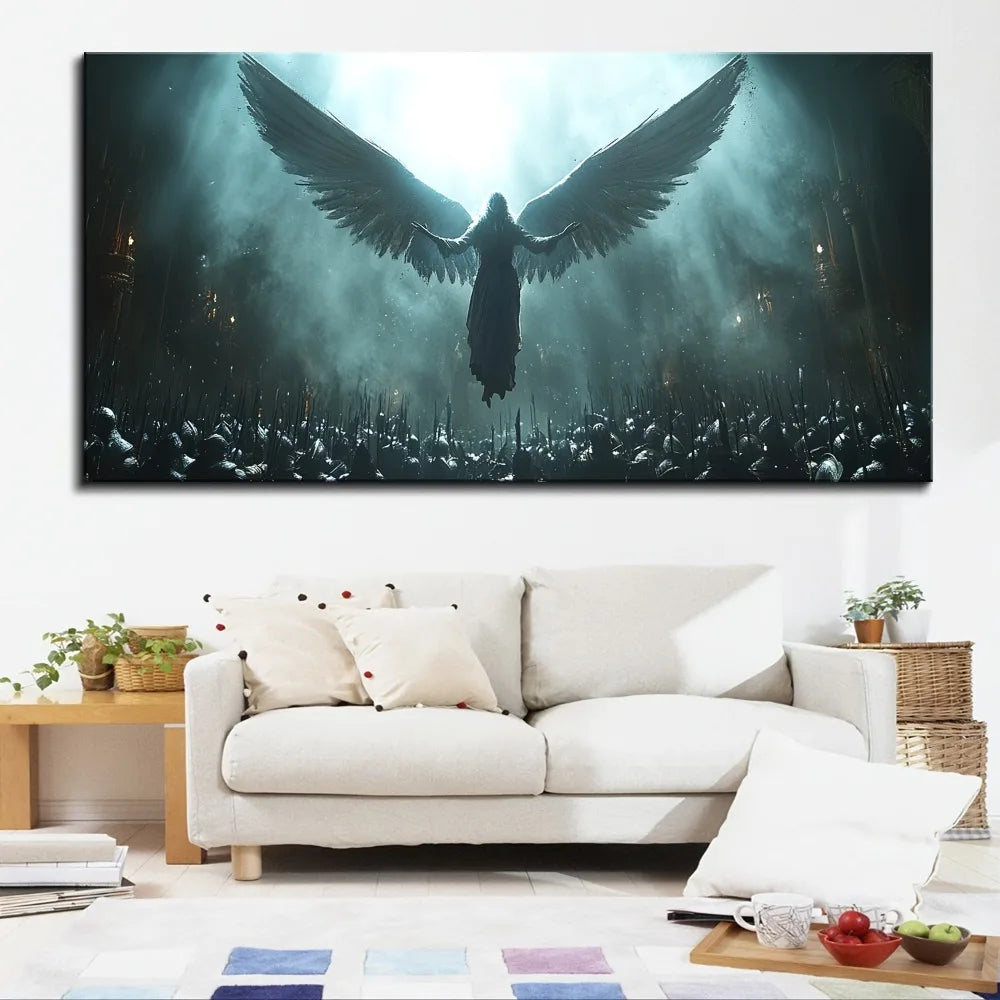 Pine Solid Wood Frame Dream Angel Canvas Wall Art for Living Room and Bedroom