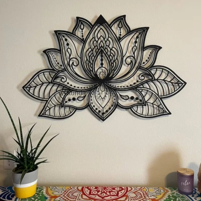 Bohemian Black Mandala Iron Wall Art Zen Meditation Yoga Decor