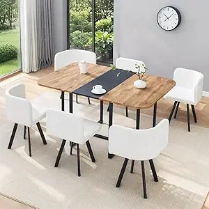 DAFIFY Modern Dining Table Set Faux Marble Top Metal Legs