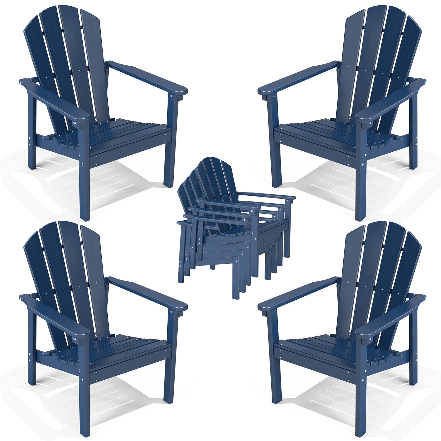 Stackable Adirondack Chairs Outdoor HDPE Plastic 4pcs