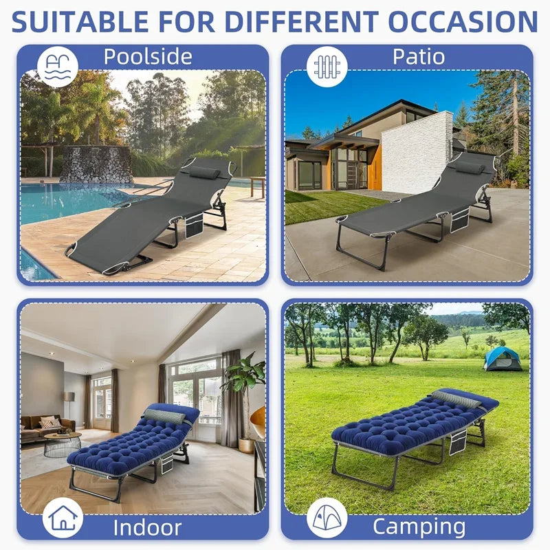 Portable Camping Cot with Mattress 4-Position Folding Bed Supports 330lbs