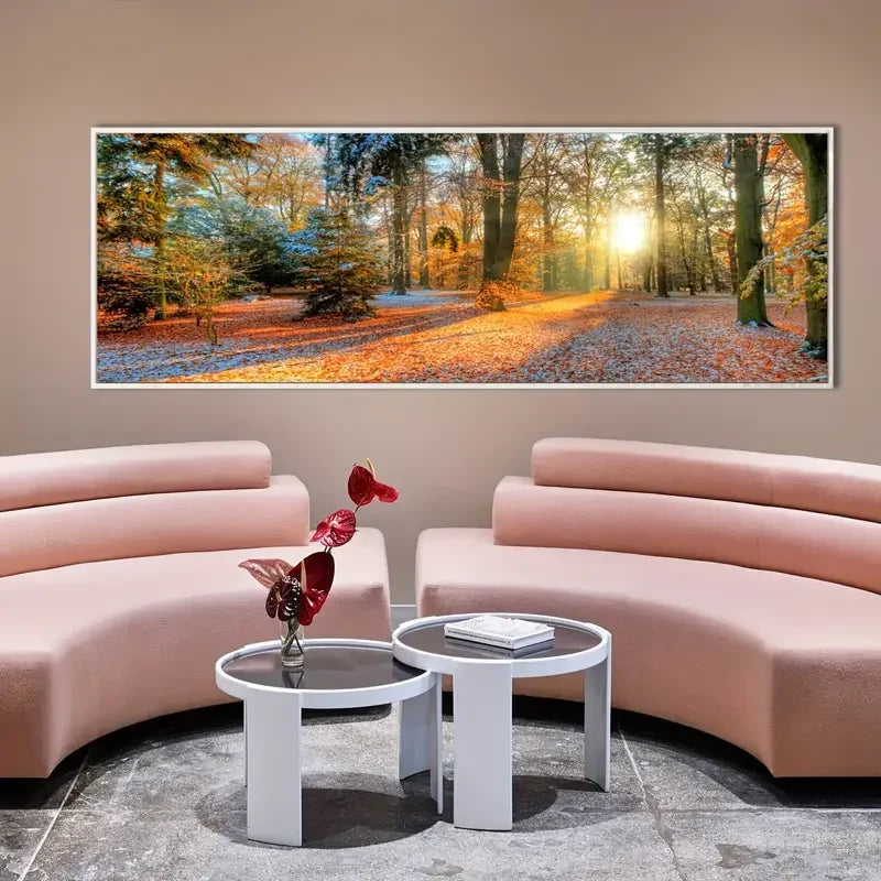 Modern Forest Sunrise Canvas Wall Art Mountain Landscape Poster