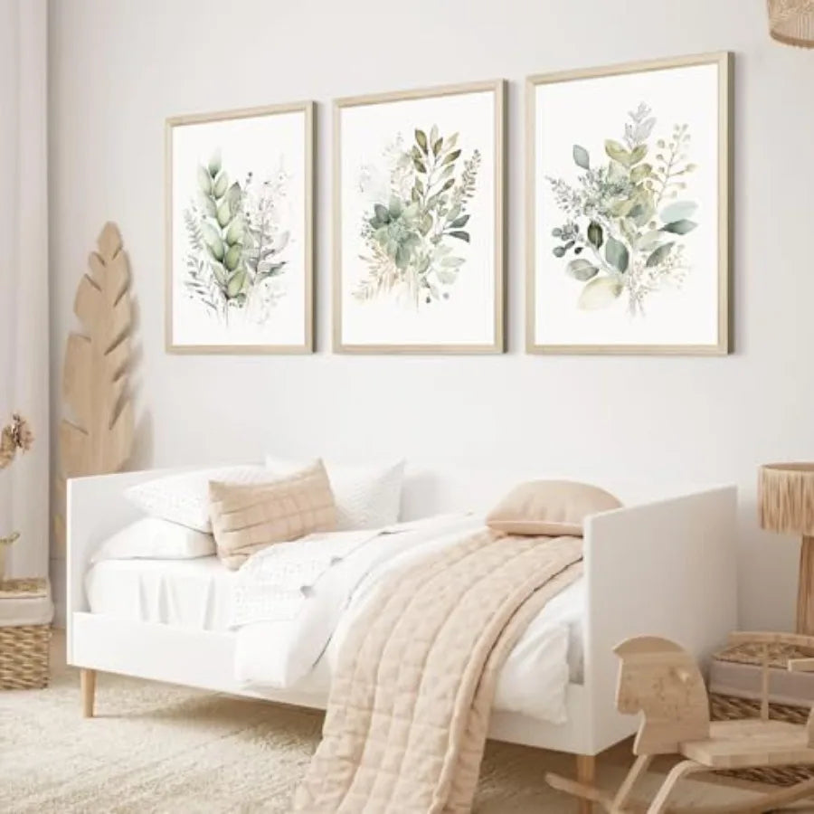 Boho Floral Triptych Canvas Prints For Living Room