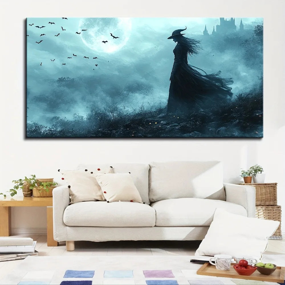 Halloween Canvas Wall Art with 1.5 Inch Thick Pine Solid Wood Frame