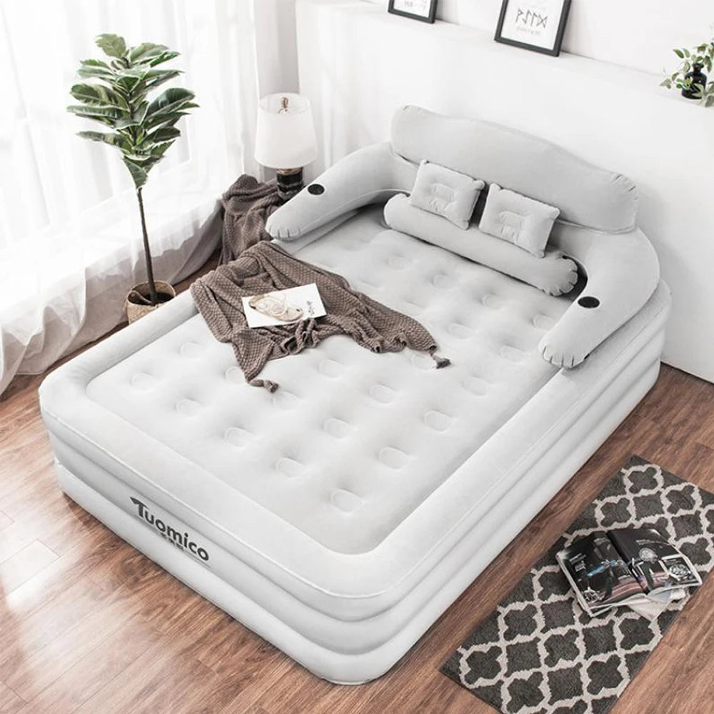 NONECN Inflatable Camping Air Bed With Backrest For Two