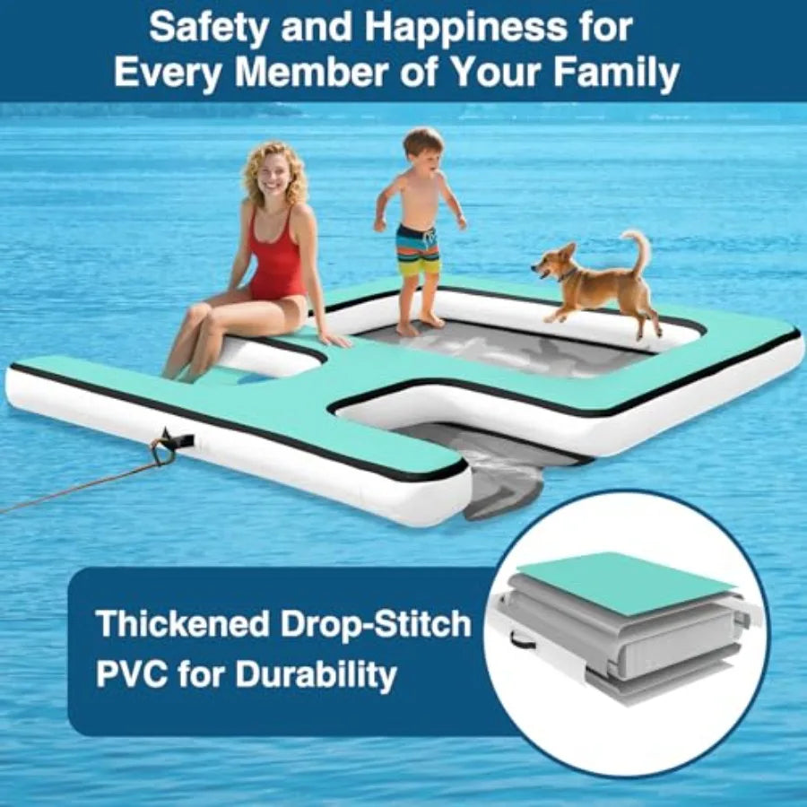 Inflatable Floating Dock Platform With Water Ramp And Ladder