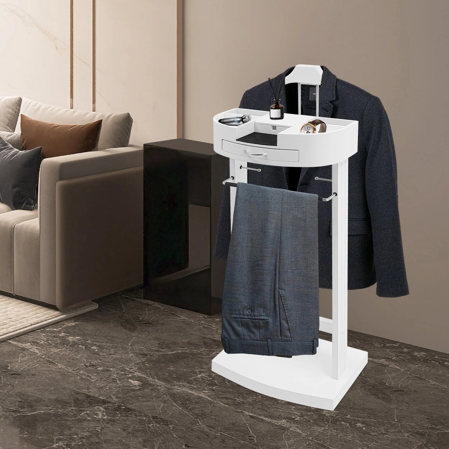 Hanging Clothes Stand Coat Rack Wood Velvet Finish Durable