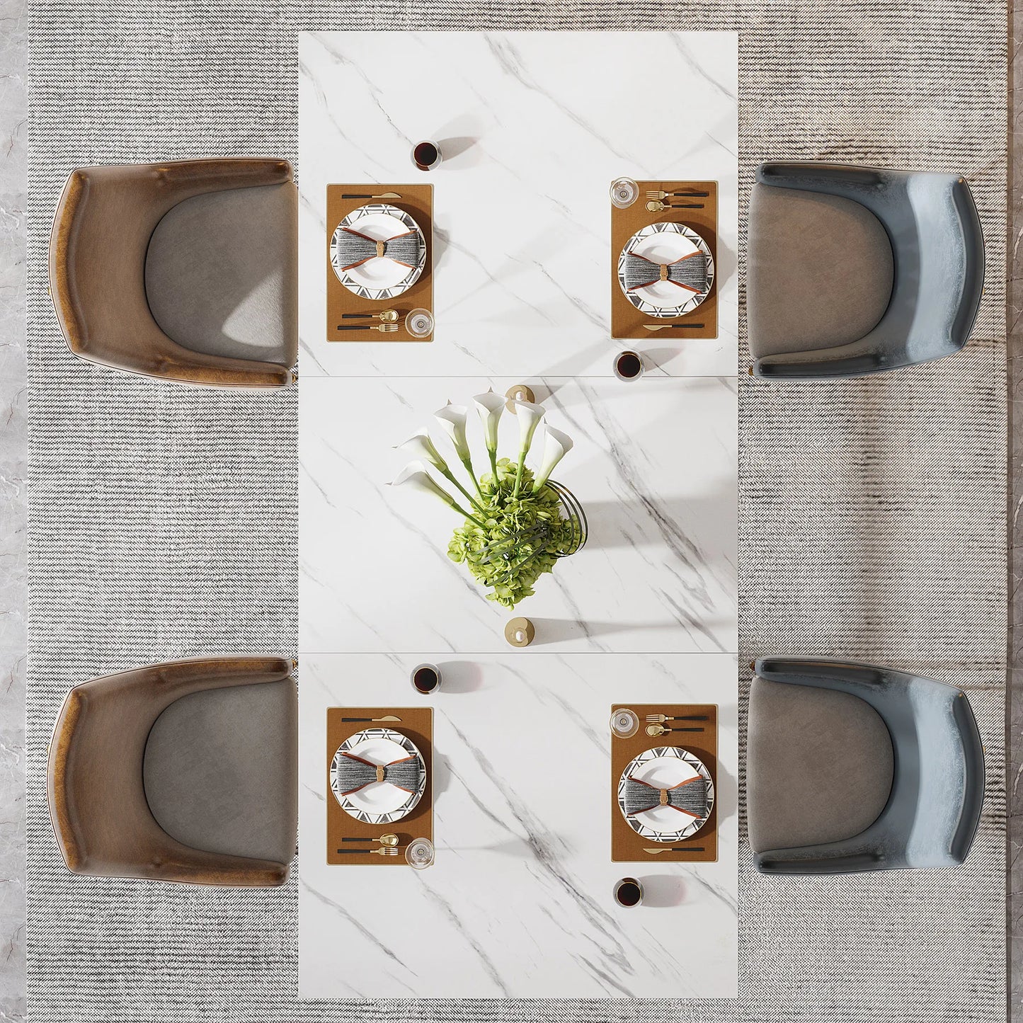 Tribesigns Modern Dining Table For Four Six Marble Top