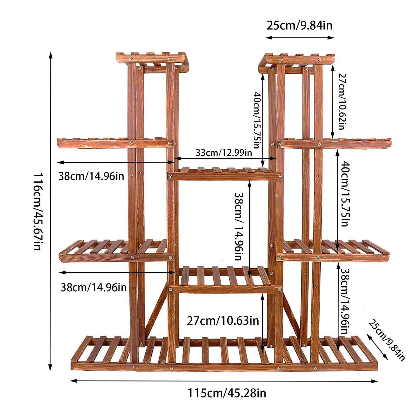 Wisfor Wooden Multi Tier Plant Shelf And Pot Stand