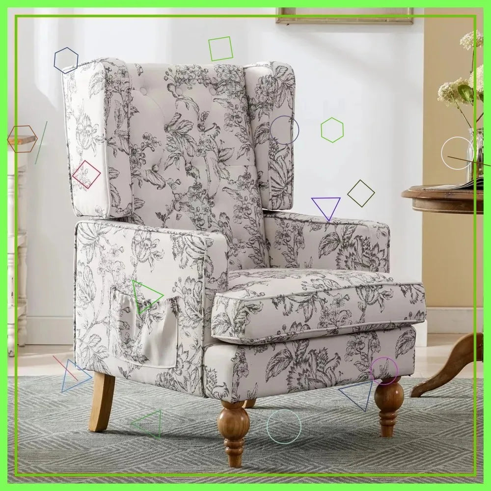 Modern Tufted Accent Chair With Wood Legs Living Room