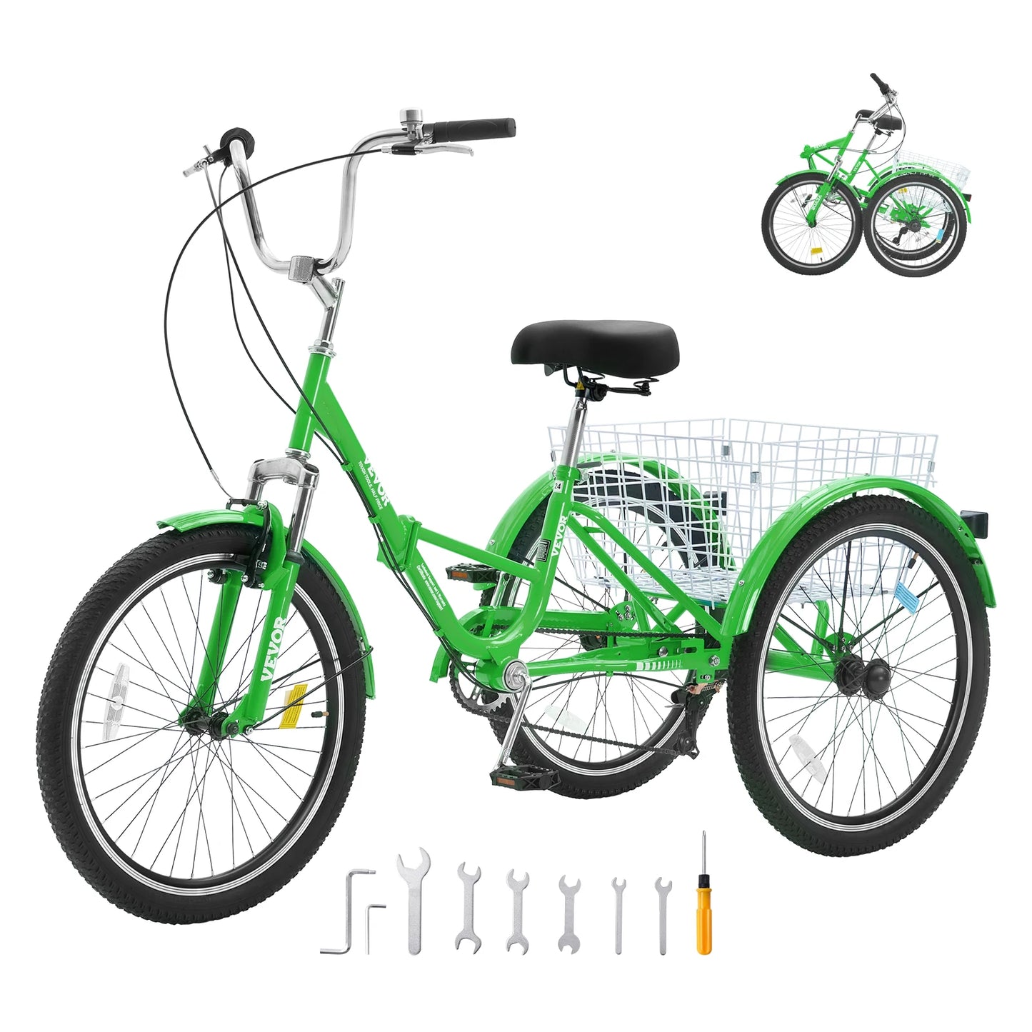 SucceBuy Folding Adult Tricycle 7 Speed Carbon Steel