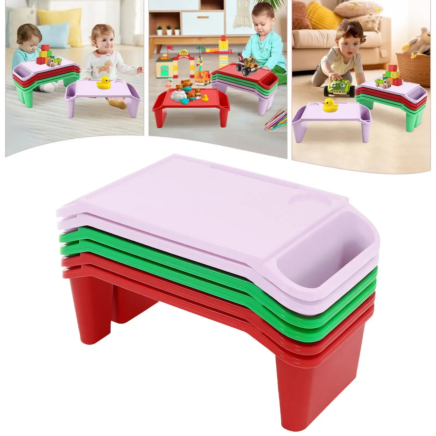 Hign-concerned 6 Pack Kids Lap Desk Trays Durable PP Plastic With Side Slots For Study And Play