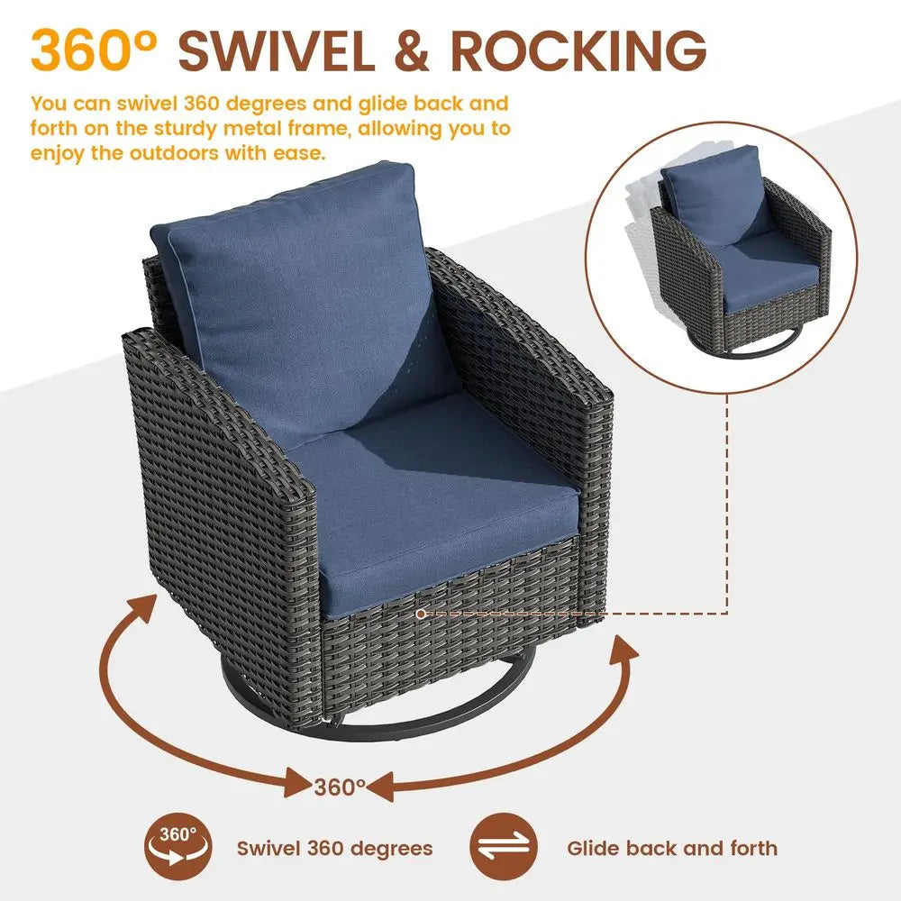Patio Furniture Set Sectional Sofa With Swivel Rocking Chair