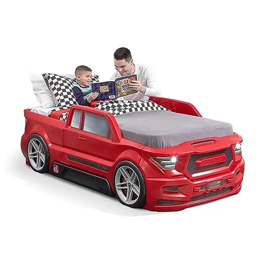 DUTRIEUX Turbocharged Truck Car Bed With Realistic Details And Working Headlights And Built In Storage Drawer