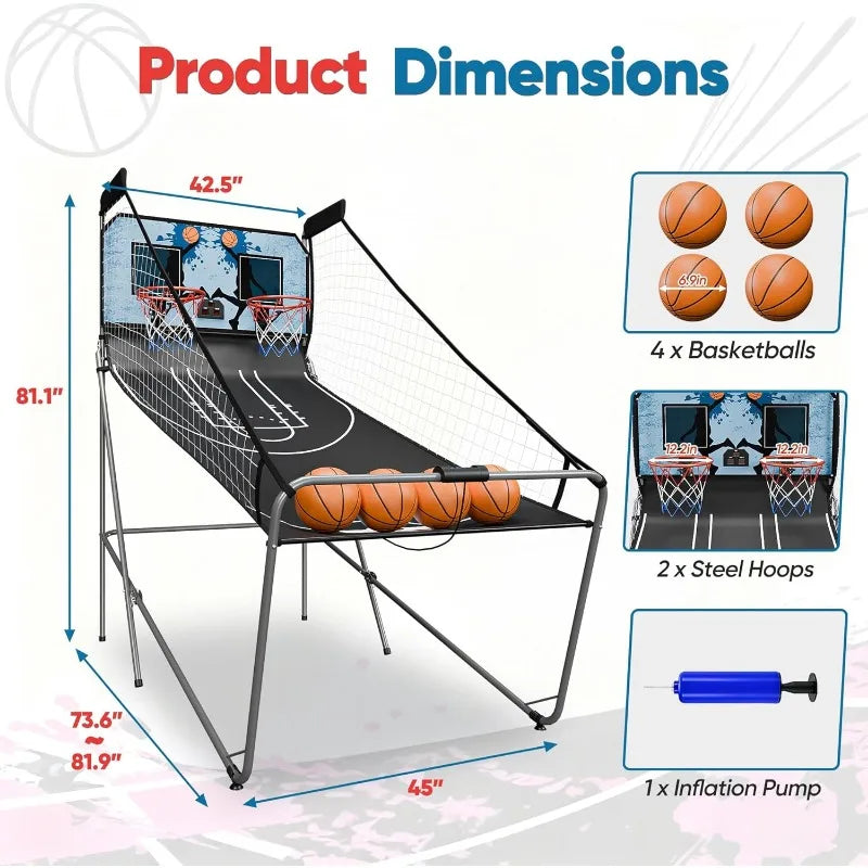 JupiterForce Foldable Indoor Basketball Arcade Game With 4 Balls
