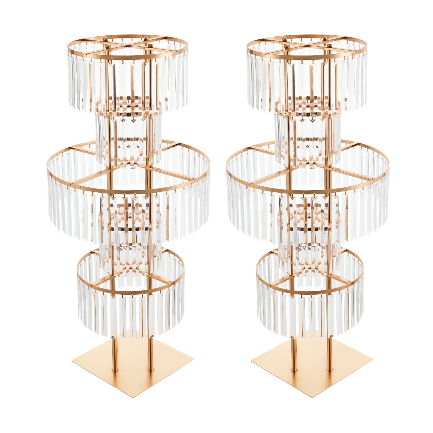 5 Tier Wedding Flower Stand With Crystal Pendants Centerpiece