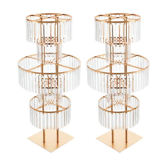 5 Tier Wedding Flower Stand With Crystal Pendants Centerpiece