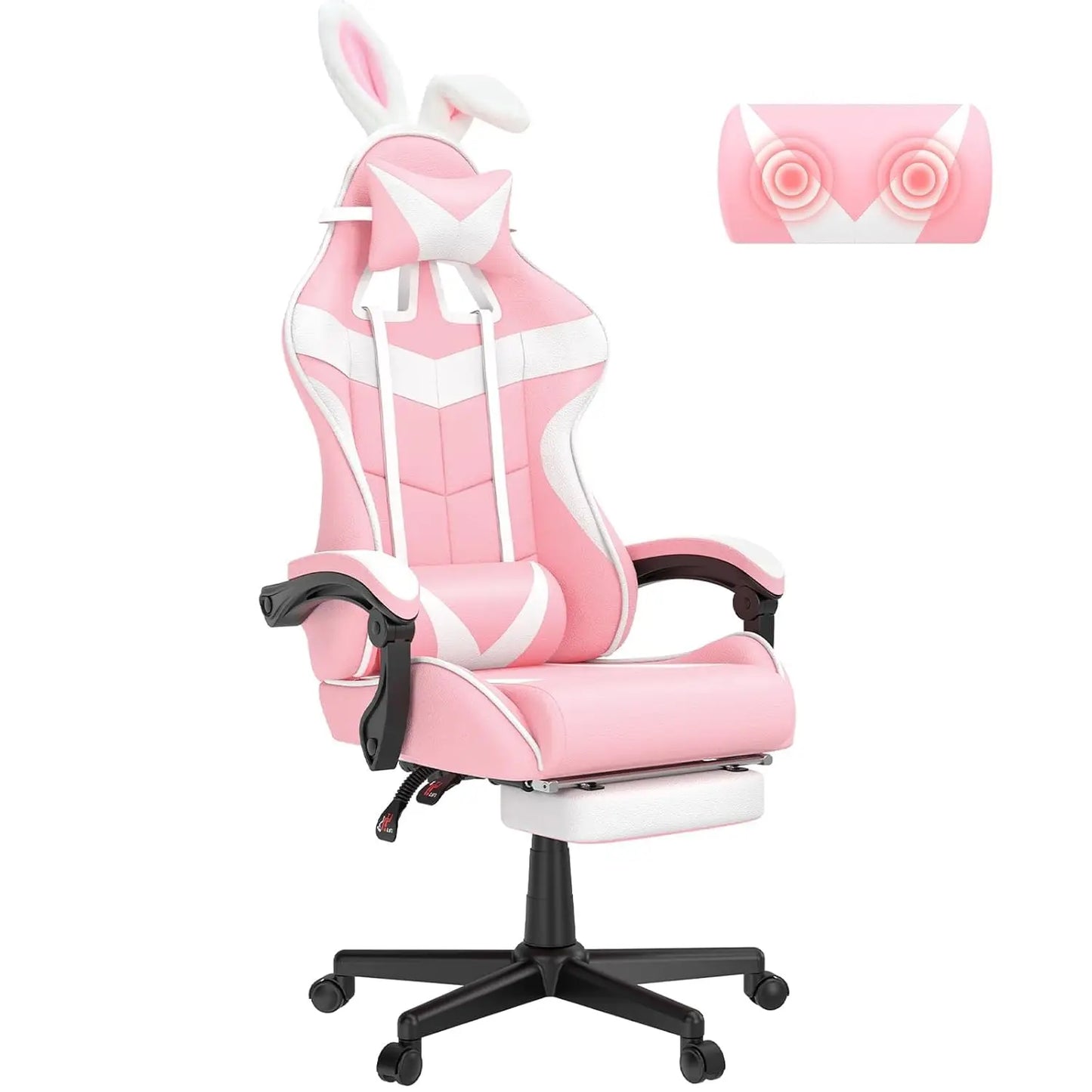 Ergonomic Gaming Chair With Bunny Ears Headrest Lumbar Support