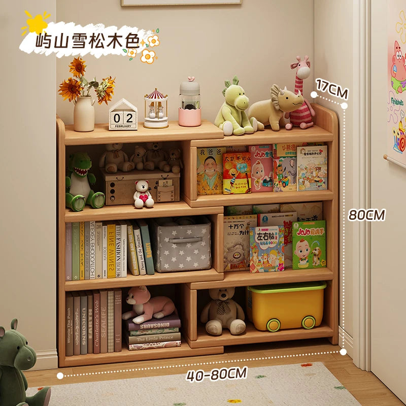 Solid Wood Corner Bookshelf Wall Mounted Storage Cabinet