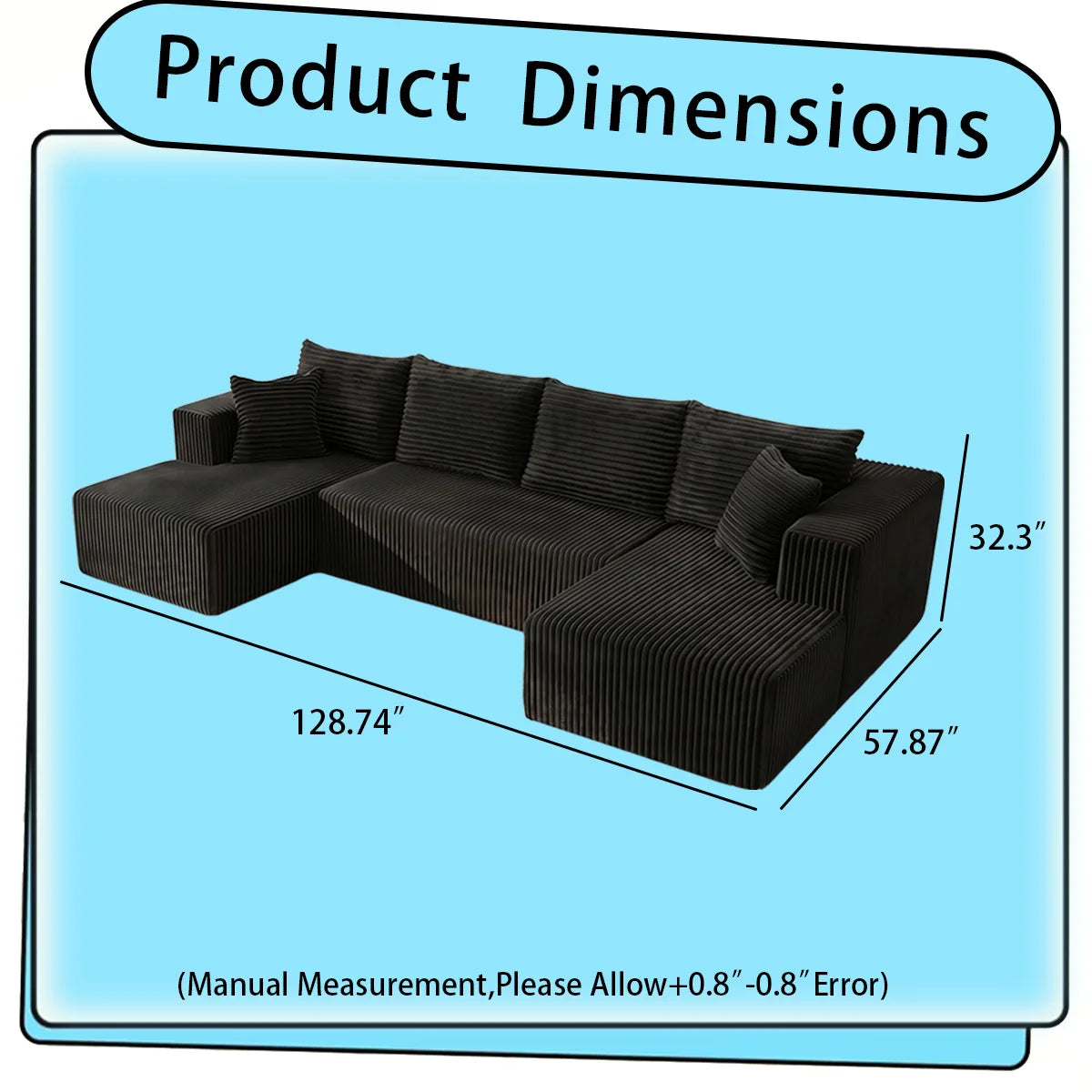 Boneless Modular Cloud Sectional Sofa With Double Chaise
