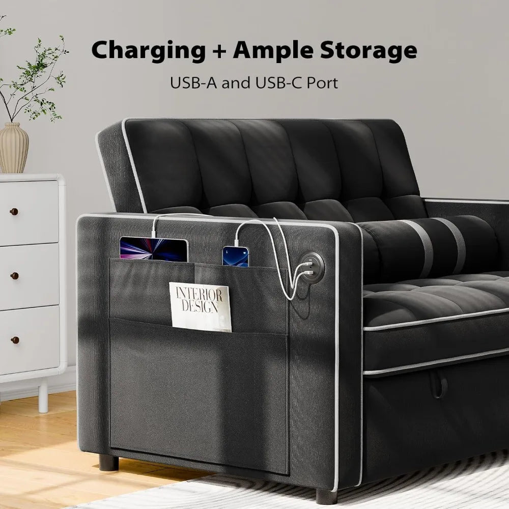 DAFIFY 3 In 1 Convertible Sleeper Sofa Bed With USB Ports