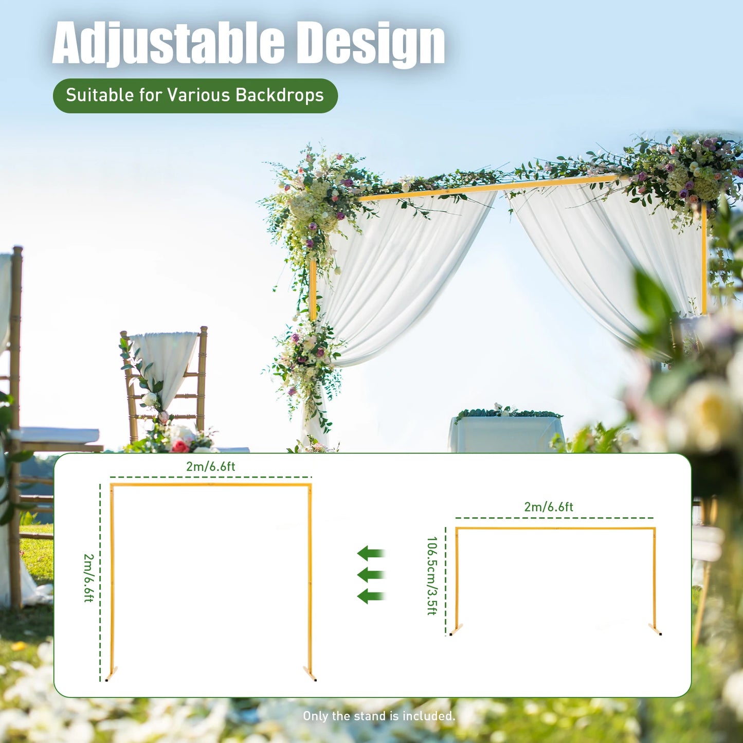 NONECN Iron Wedding Arch Stand Backdrop Frame Kit Premium