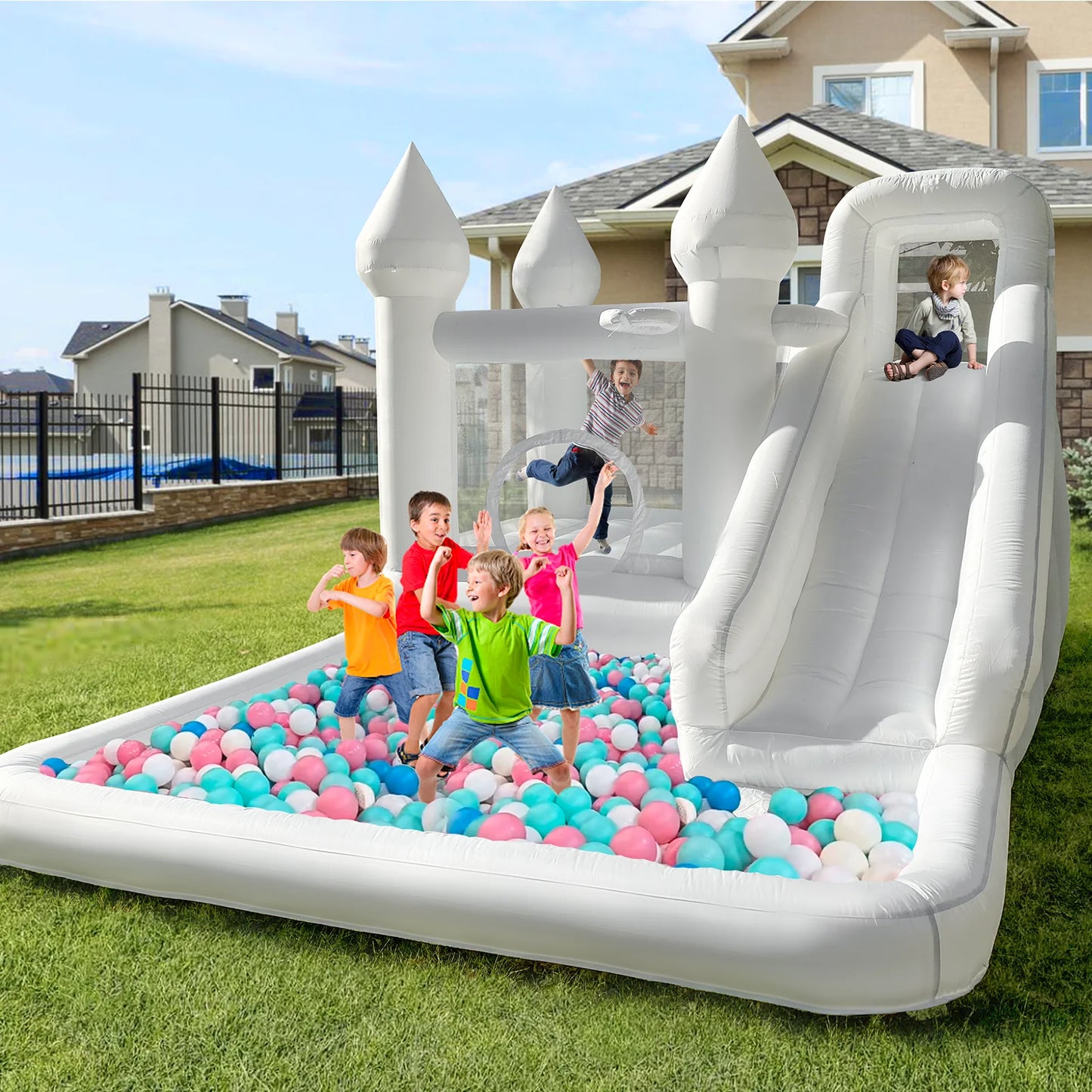 Inflatable Kids Castle With Ball Pit And Water Slide