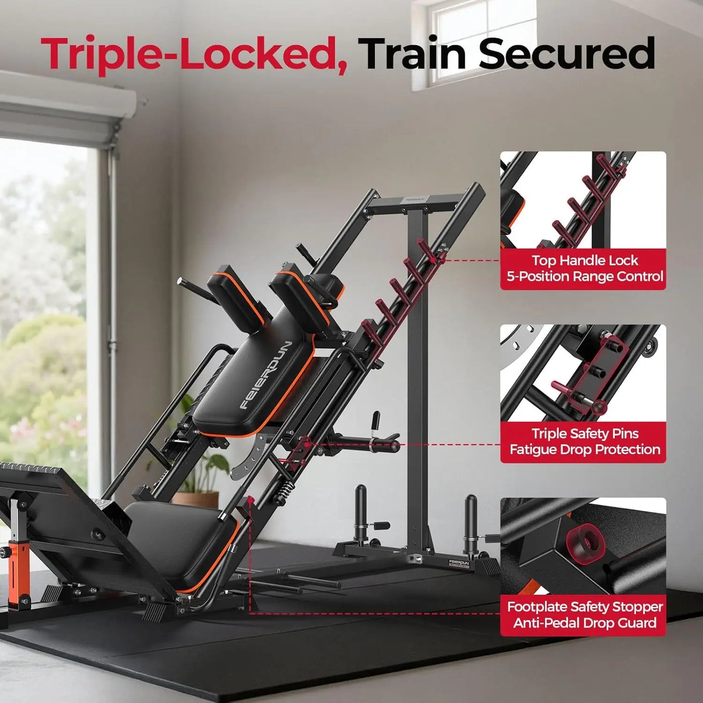 3 In 1 Leg Press Hack Squat Machine With Ultra Quiet Pulley System