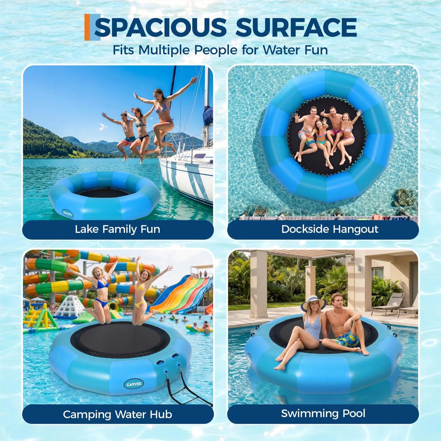 Studyset Inflatable Water Trampoline With Ladder For Lakes And Pools