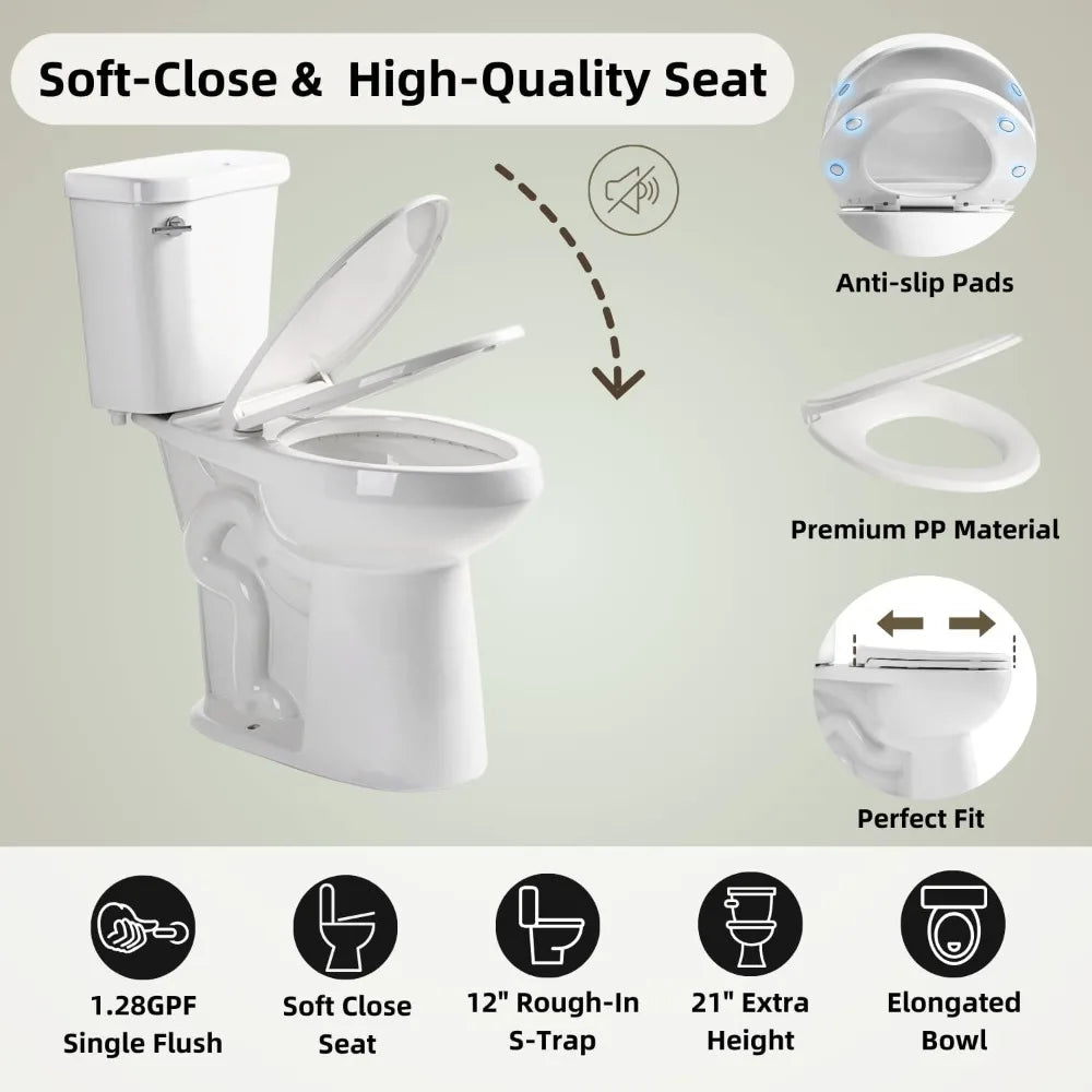 Senior Tall Toilet With Elongated Bowl And Soft Close