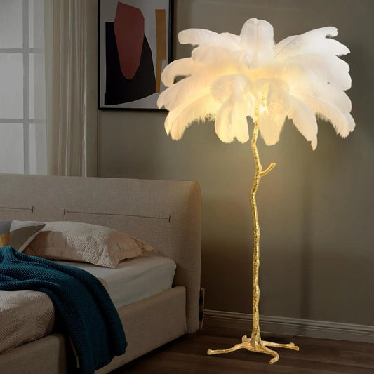 Luxury Resin Ostrich Feather Floor Lamp