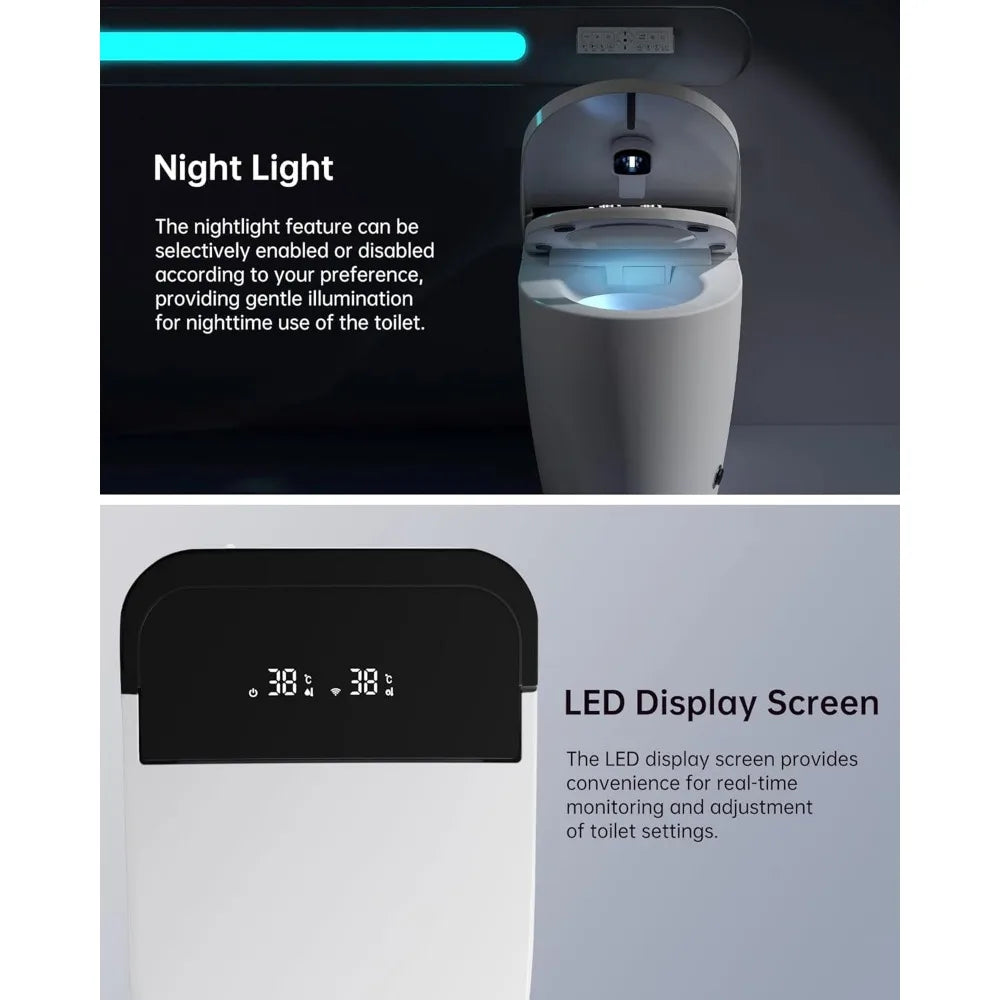 Smart Bidet Toilet with Auto Open Close Lid Heated Seat and Foot Sensor
