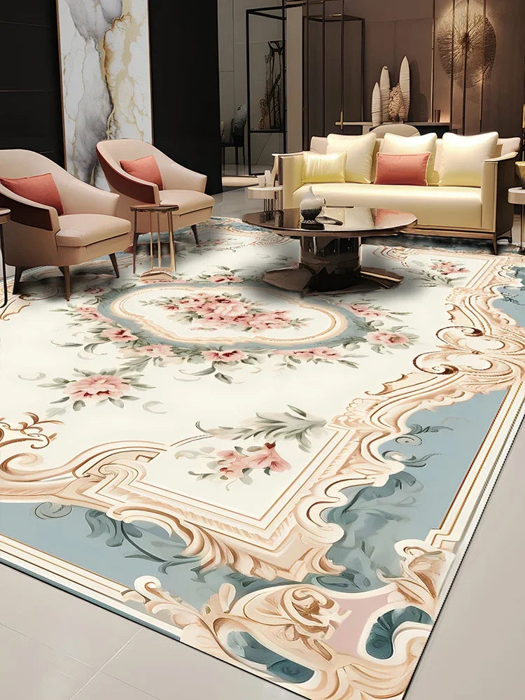 Pastoral Style Polyester Floor Rug for Living Room Bedroom