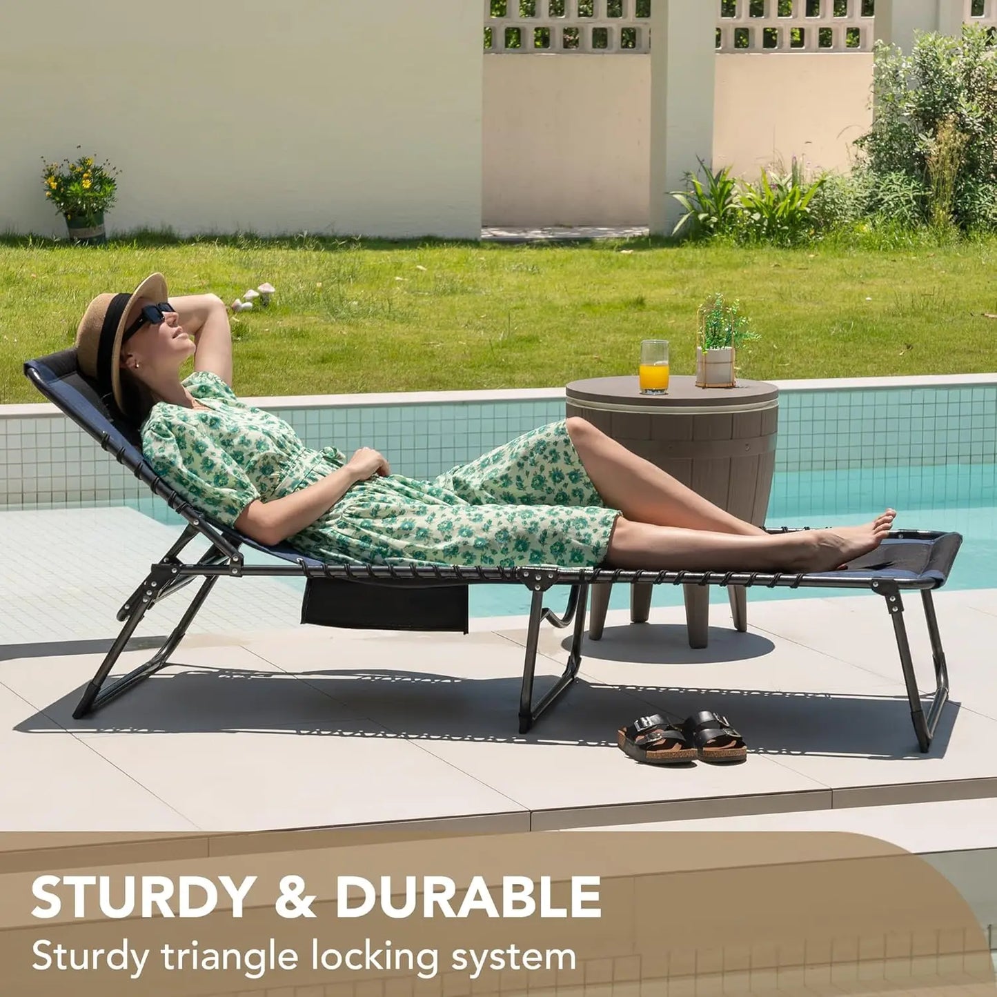4 Fold Padded Portable Folding Outdoor Chaise Lounge Recliner