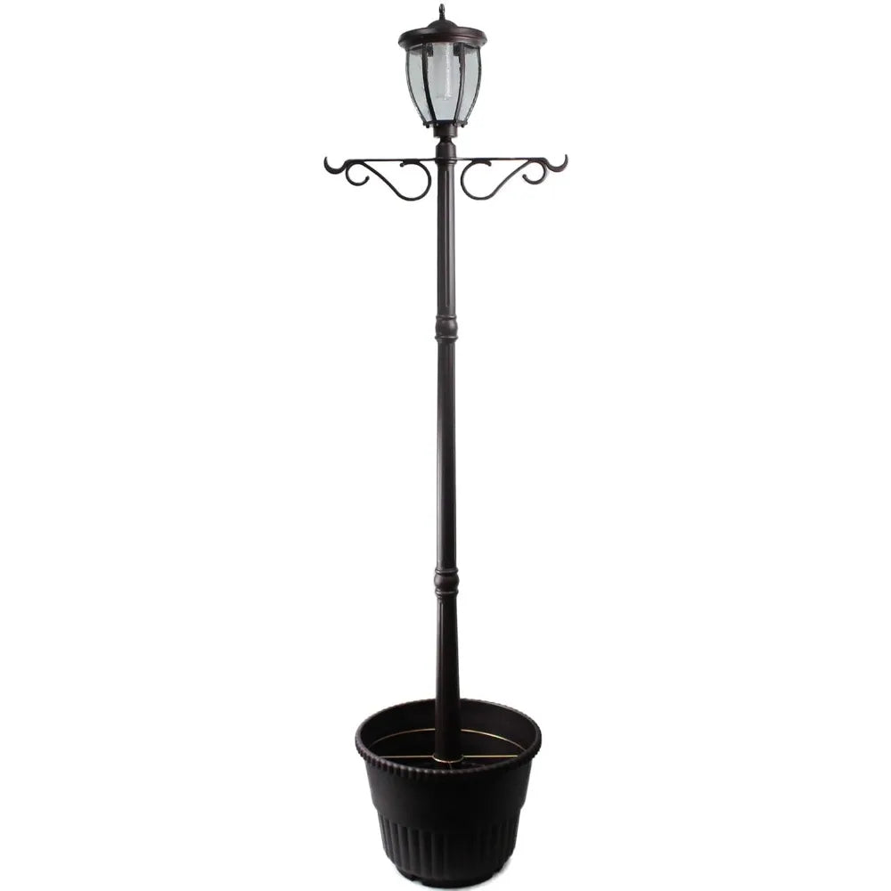 Sun Ray Kenwick 7 Ft Single Head Solar Lamp Post and Planter in Bronze