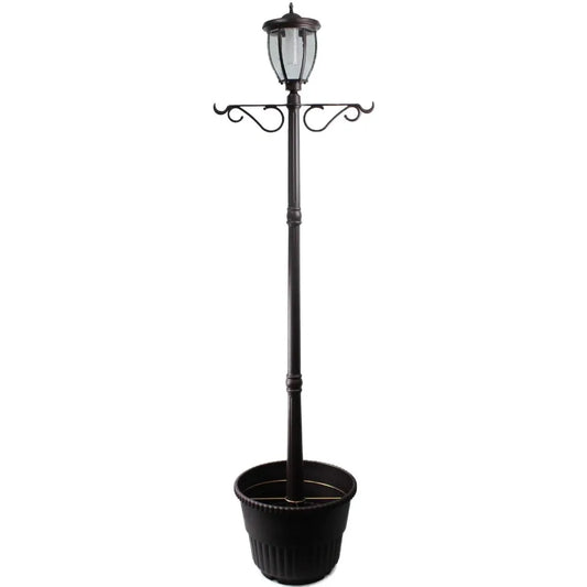 Sun Ray Kenwick 7 Ft Single Head Solar Lamp Post and Planter in Bronze