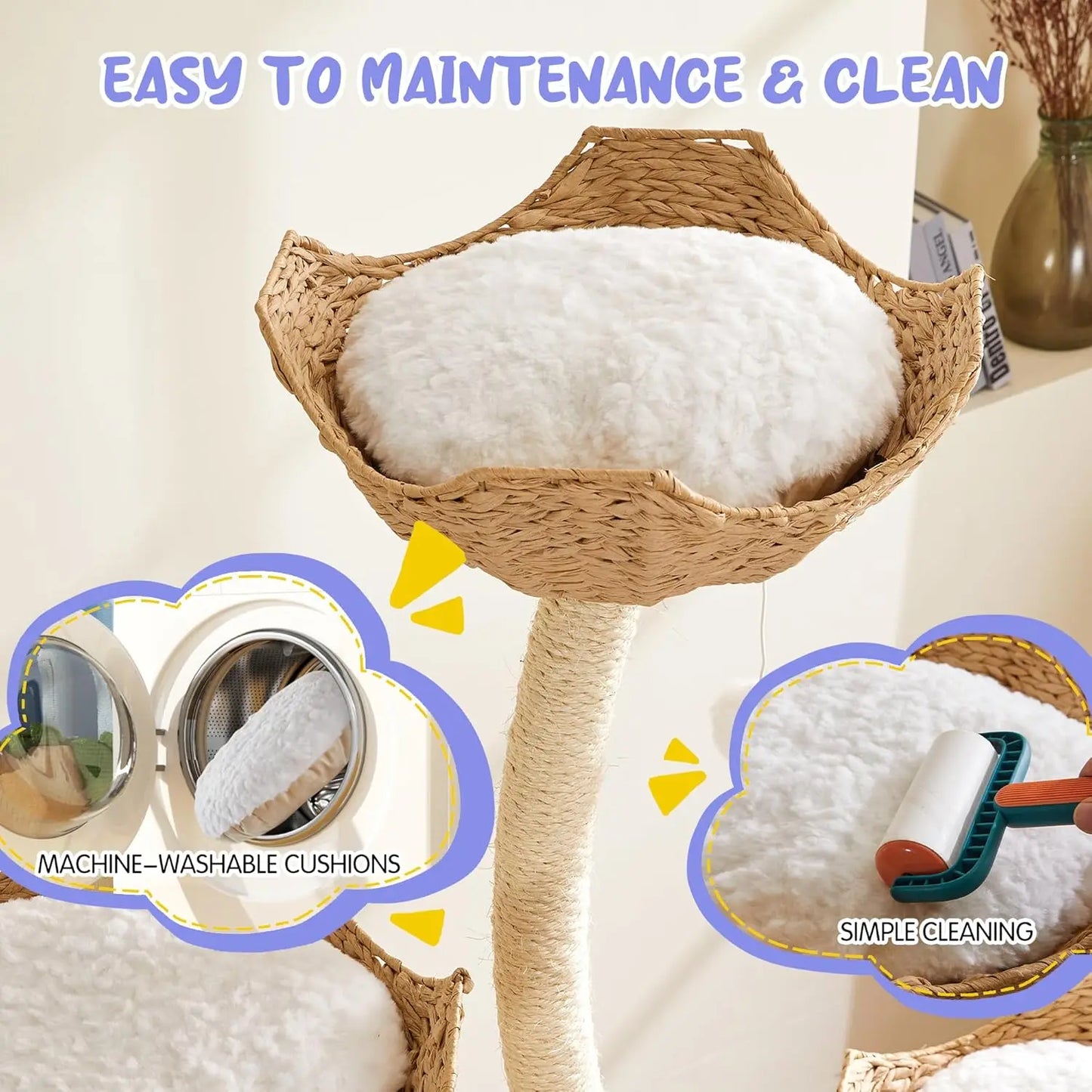 Modern 53 Inch Cat Tree Scratching Tower Multi-Level Condo for Small and Large Cats