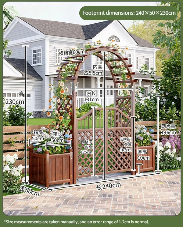 Outdoor Solid Wood Garden Arch Trellis Climbing Vines