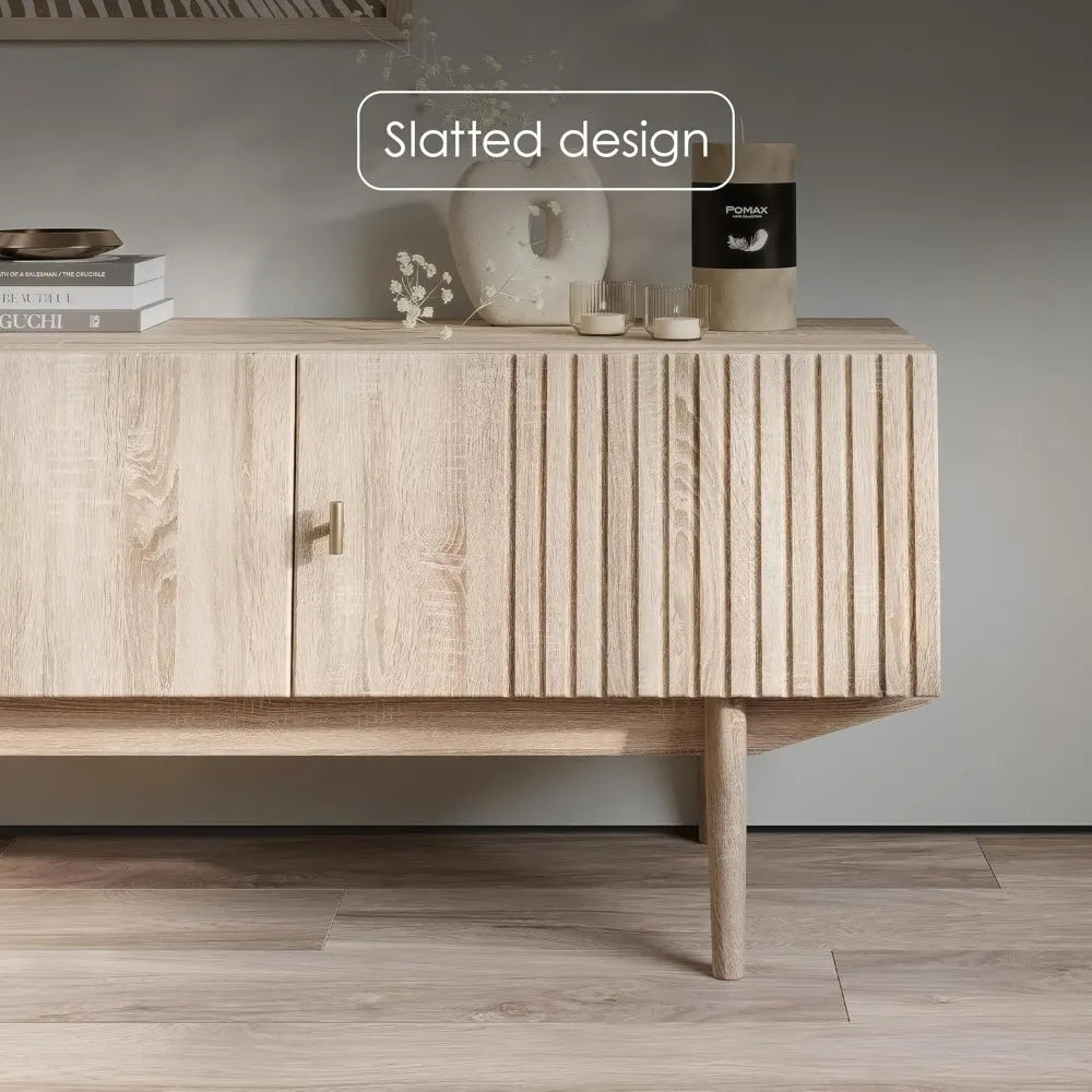 ZHUOTING TV Stand Living Room Media Console Wood Legs