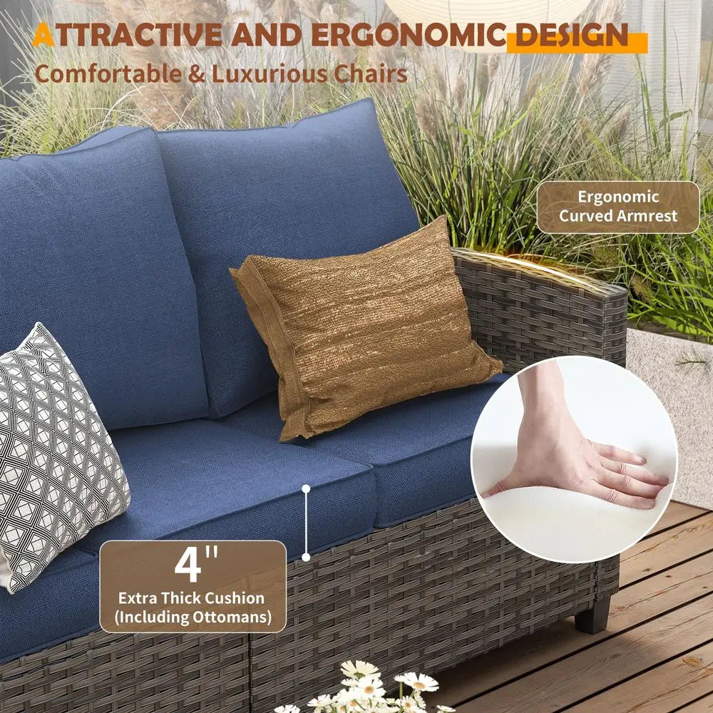 Patio Furniture Set Sectional Sofa With Swivel Rocking Chair