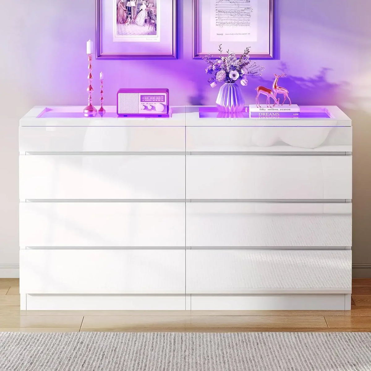 Modern Wooden Bedroom Dresser With Large Storage Cabinet