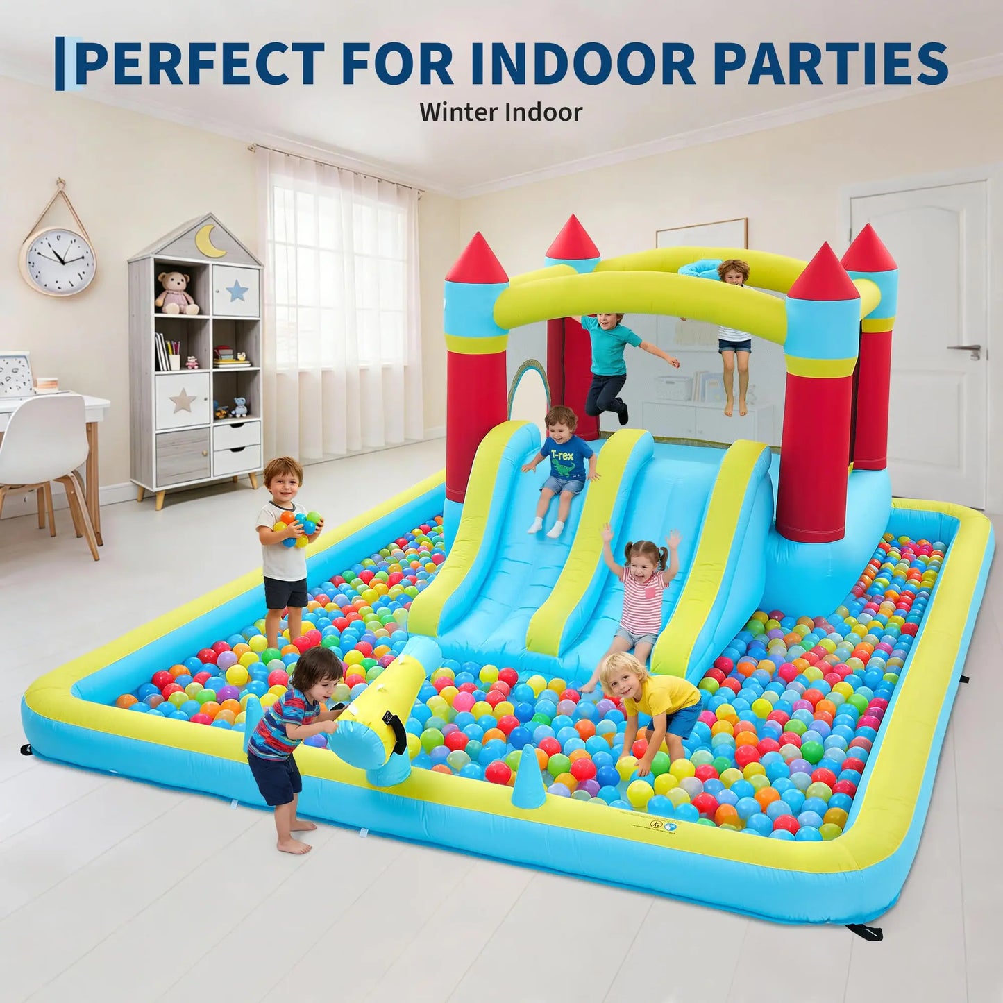 HiMISS 7 In 1 Inflatable Bounce Castle Water Slide
