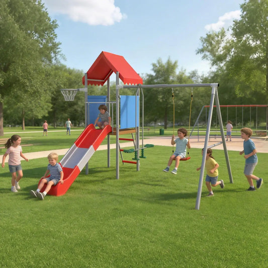 HiMISS Metal Outdoor Playground Set With Swing And Slide