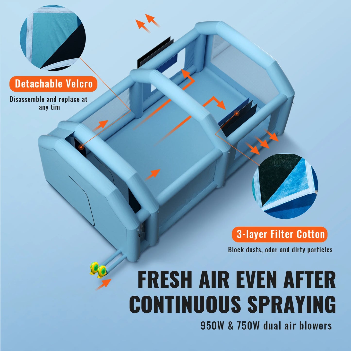 SucceBuy Portable Inflatable Paint Booth with Blowers and Air Filter System